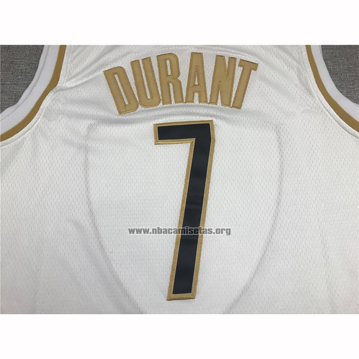 Camiseta Golden Edition Brooklyn Nets Kevin Durant NO 7 Blanco
